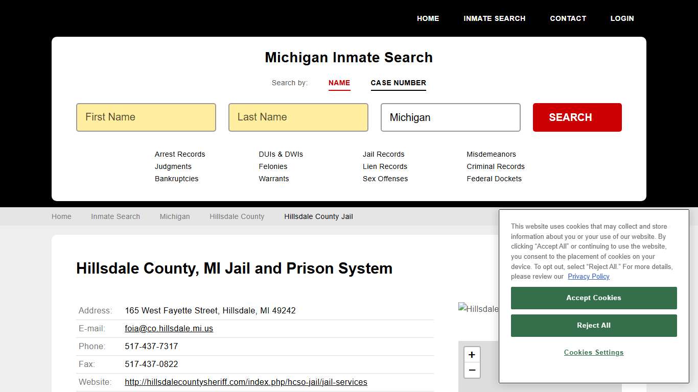 Hillsdale County Jail Inmate Records Search, Michigan - StateCourts
