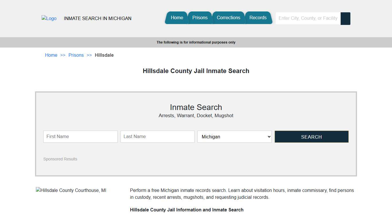 Hillsdale County Jail Inmate Search | Michigan Jail Roster